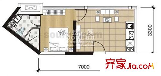融匯新時(shí)代戶型圖戶型圖 1室1廳1衛(wèi)1廚