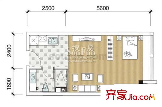 融匯新時(shí)代戶型圖戶型圖 1室1廳1衛(wèi)1廚