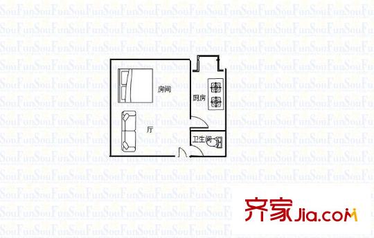 華天俊秀 1室 戶型圖