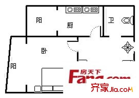 華天俊秀戶型圖 戶型圖 1室1廳1衛(wèi)1廚