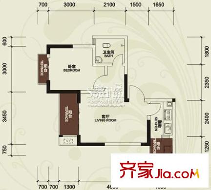 利得爾大廈 1室 戶型圖