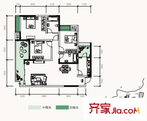 銀鑫蓮花半島戶型圖4號樓2號房 3室2廳2衛(wèi)1廚