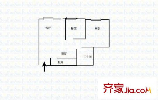 電力小區(qū) 2室 戶型圖