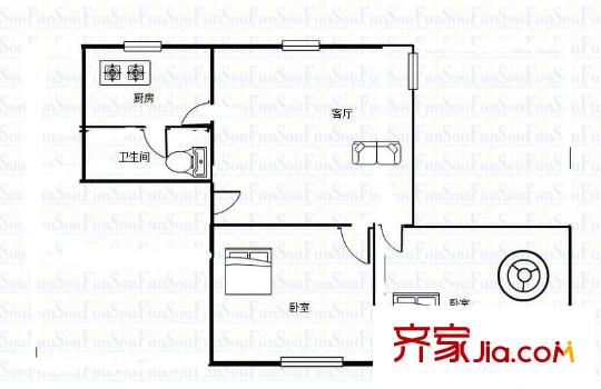 電力小區(qū) 2室 戶型圖