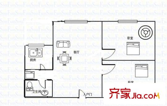 電力小區(qū) 2室 戶型圖