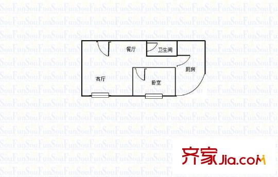 跨越新天地 1室 戶型圖