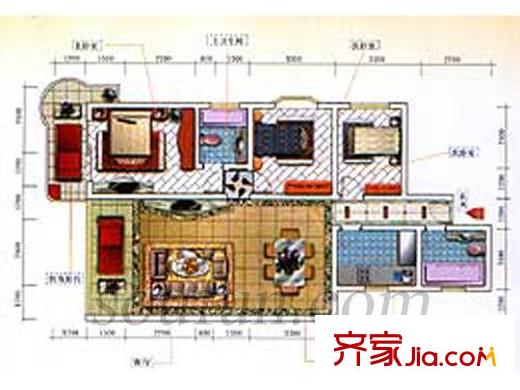 江都怡園 3室 戶型圖