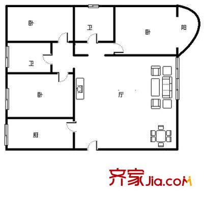 江都怡園 3室 戶型圖