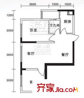 金象左右SOLO公寓戶(hù)型圖B2 2室2廳1衛(wèi)1廚
