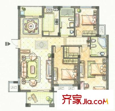 競地花園 3室 戶型圖