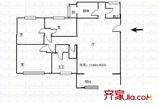 競地花園 3室 戶型圖