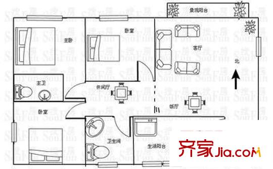 協(xié)信天驕俊園戶型圖天驕俊園 3室 戶型圖 3室2廳2衛(wèi)1廚