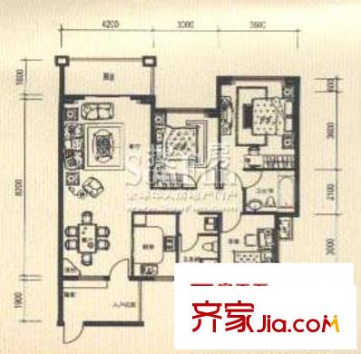愛(ài)加麗都戶型圖F3 3室2廳2衛(wèi)1廚