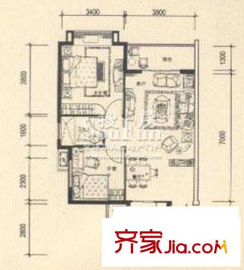 愛(ài)加麗都戶型圖A3 3室2廳2衛(wèi)1廚