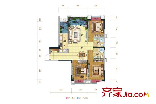英利獅城花園 一期高層11/12號樓標準層B2戶型 3室2廳2衛(wèi)1廚