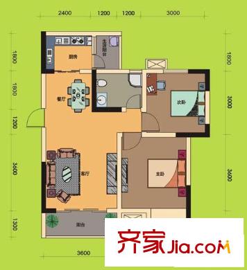 納帕溪谷戶型圖5號(hào)樓 2室2廳1衛(wèi)1廚