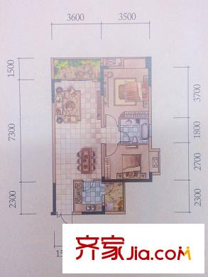 富力城河畔里一期6棟標(biāo)準(zhǔn)層A戶型 2室2廳1衛(wèi)1廚