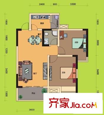 納帕溪谷戶型圖4號(hào)樓 2室2廳1衛(wèi)1廚