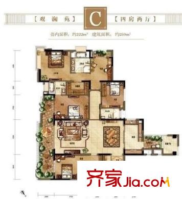 寰宇天下觀瀾苑 4室 戶型圖