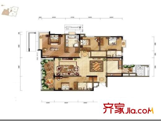 寰宇天下觀瀾苑 4室 戶型圖
