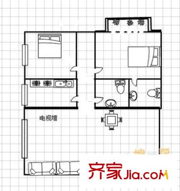 北城綠景 2室 戶型圖