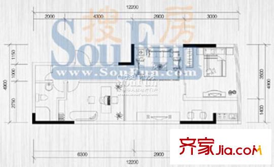 鉑藍(lán)地戶型圖A戶型 2室1廳1衛(wèi)1廚