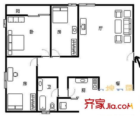 北城綠景 3室 戶型圖