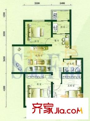 北城綠景 3室 戶型圖