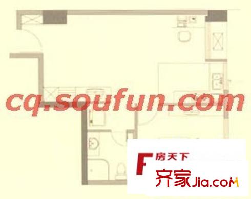 正升自由康都戶型圖K型 1室1廳1衛(wèi)1廚