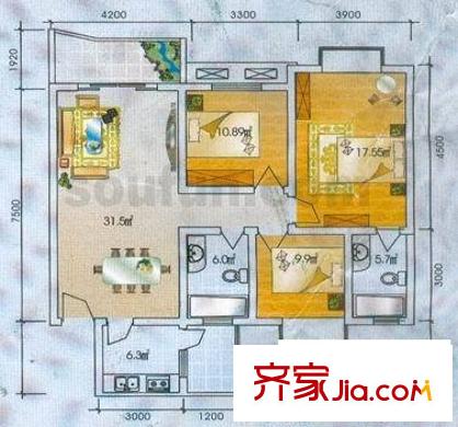 瑞豐花苑 4室 戶型圖