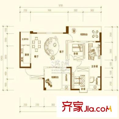 瑞豐花苑 3室 戶型圖