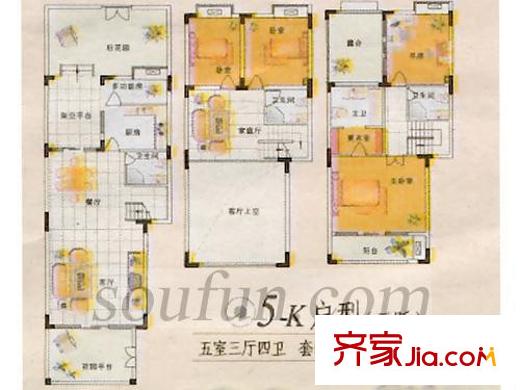 翠湖柳岸戶型圖戶型圖 5室3廳4衛(wèi)1廚