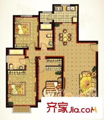 加州城市花園戶型圖戶型圖 3室2廳1衛(wèi)1廚