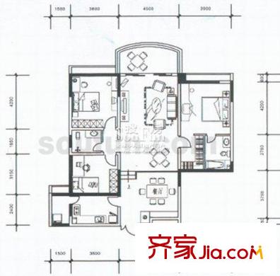 西信?洲際花園戶型圖戶型圖 3室2廳2衛(wèi)1廚