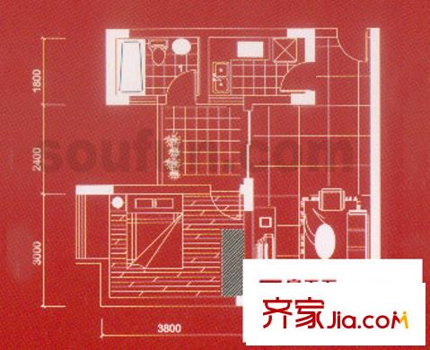 金地花園戶型圖C幢 1室1廳1衛(wèi)1廚