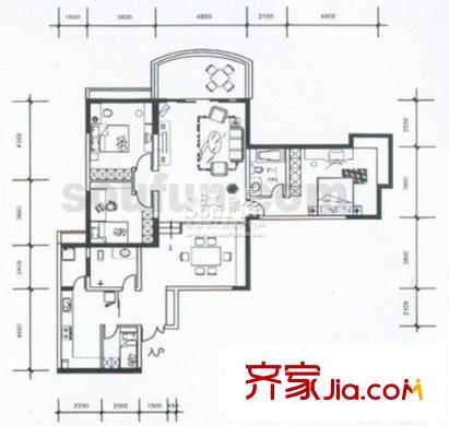 西信?洲際花園戶型圖戶型圖 4室2廳2衛(wèi)1廚