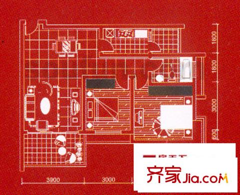 金地花園戶型圖C幢 2室2廳1衛(wèi)1廚