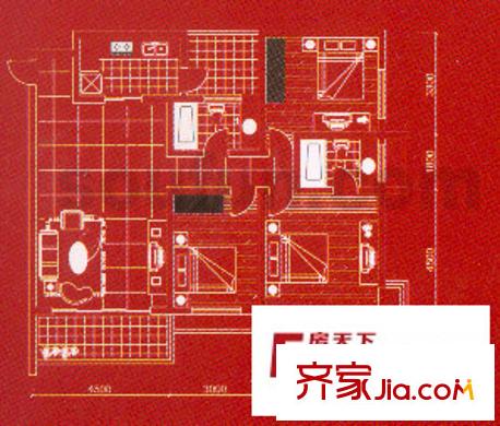 金地花園戶型圖D幢 3室2廳2衛(wèi)1廚