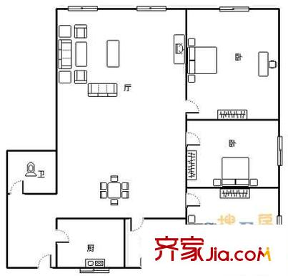 臨華路小區(qū) 3室 戶型圖