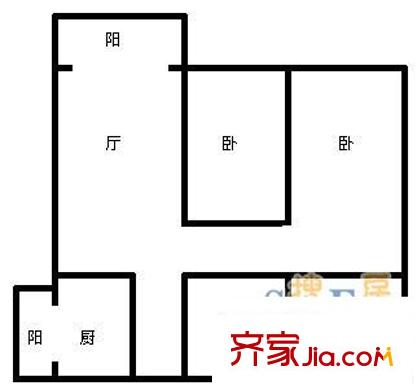 臨華路小區(qū) 2室 戶型圖