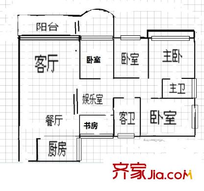 天一新城 5室 戶型圖