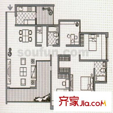 天一新城 4室 戶型圖