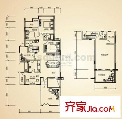 天一新城 4室 戶型圖