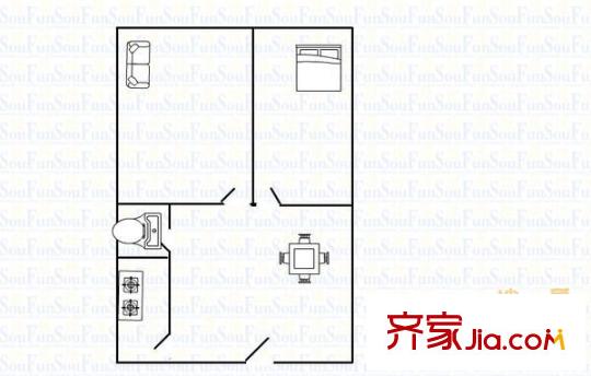 臨華路小區(qū) 1室 戶型圖