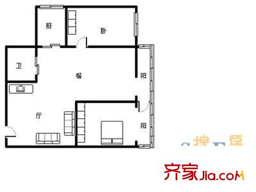 臨華路小區(qū) 2室 戶型圖