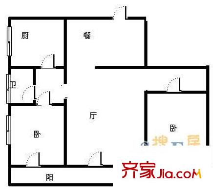 臨華路小區(qū) 2室 戶型圖
