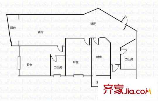 天一新城 3室 戶型圖