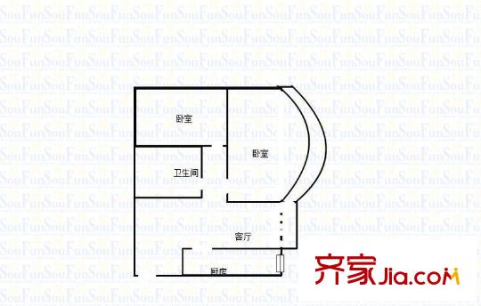 華宇西城麗景B區(qū) 2室 戶型圖