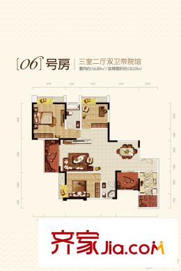 天成酈湖國(guó)際社區(qū)一期B3棟標(biāo)準(zhǔn)層6號(hào)房 3室2廳2衛(wèi)1廚