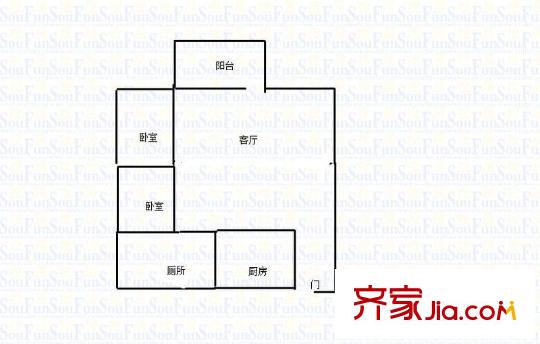 華宇西城麗景B區(qū) 2室 戶型圖